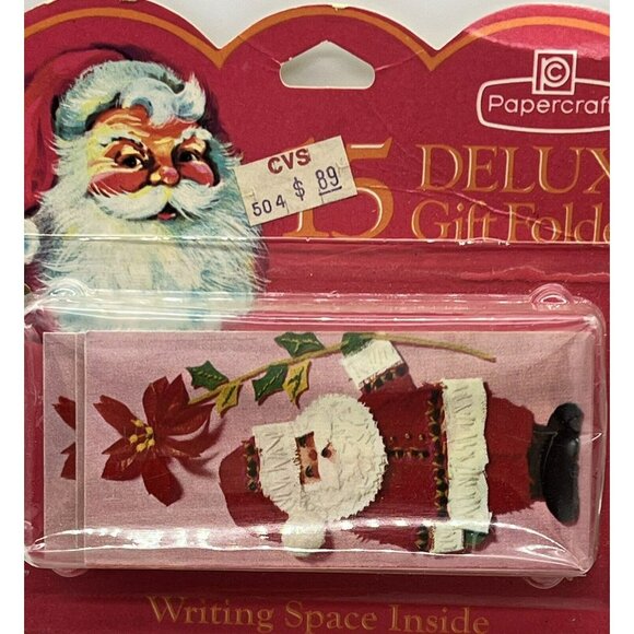 Papercraft Vintage Deluxe Gift Folders Tags 15 Santa Bells Pointsettia Christmas - Picture 3 of 6